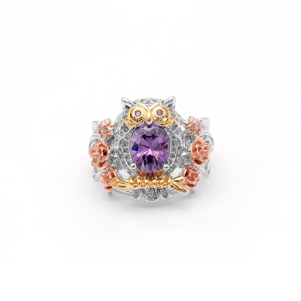 3 for $30 Women's Fashion Owl Ring Purple Buy 2 get 1 Free Statement Jewelry - Picture 2 of 7